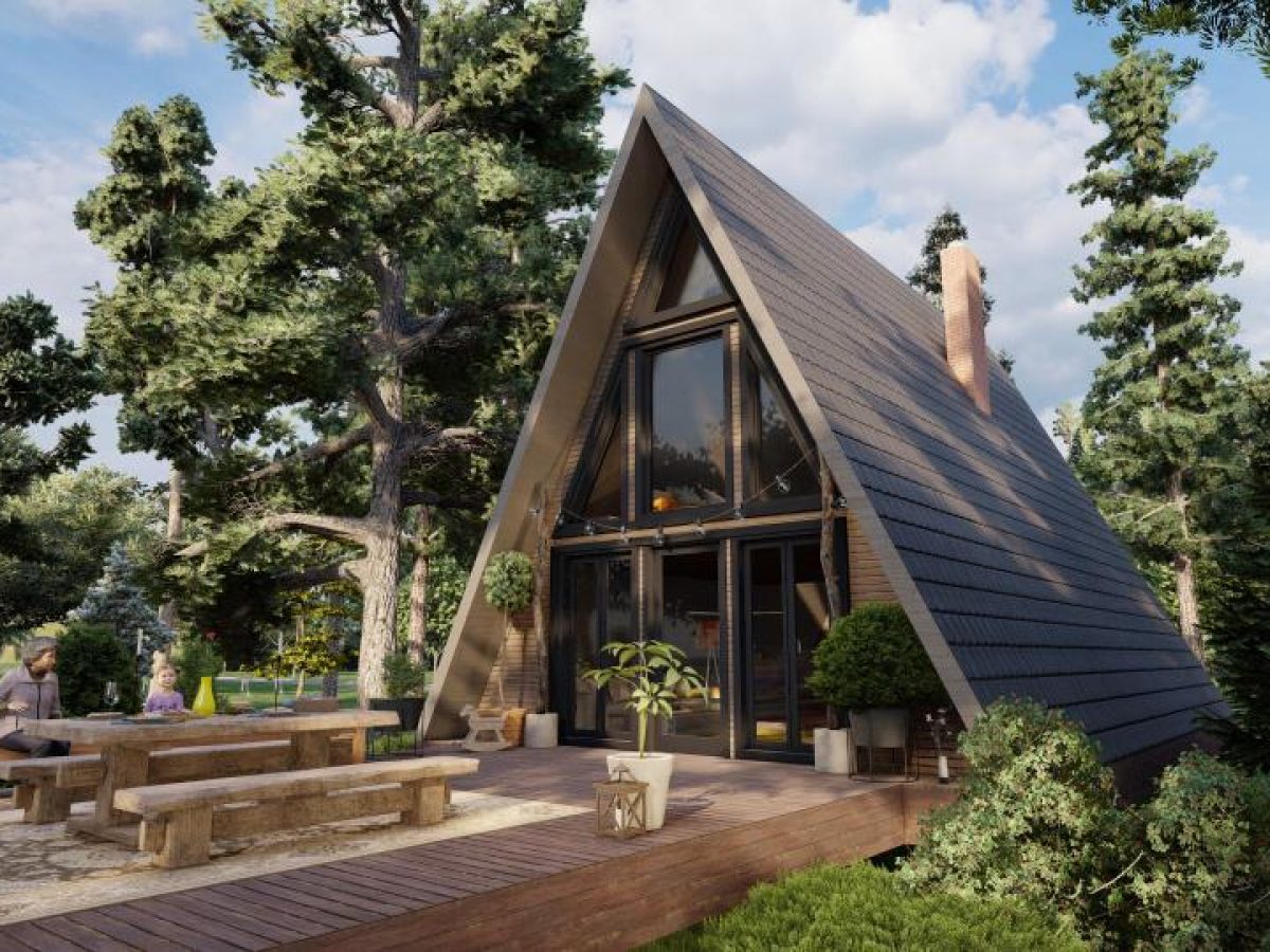 Дом в стиле A-frame (дом шалаш). Строительная площадь 107 кв